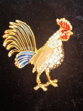 Gold Tone Rooster Brooch